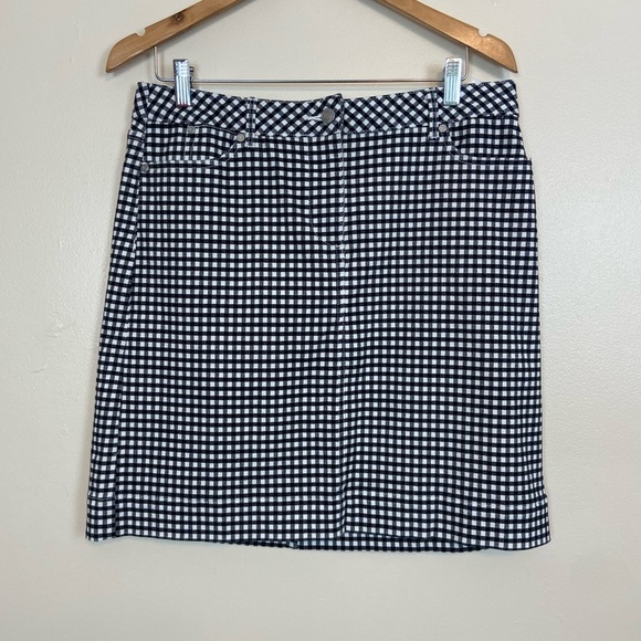 TALBOTS GINGHAM A-LINE COTTON SKIRT BLACK AND WHITE - Picture 2 of 5